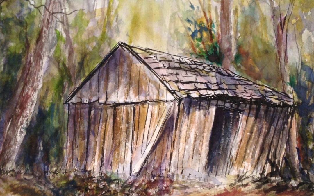 Ink and Watercolour wash… old hut