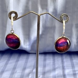 Purple/hot pink encaustic painting earrings